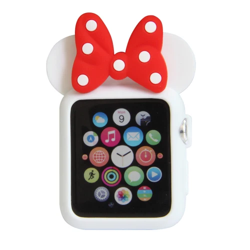Чехол для apple watch band apple watch 4, 3, 5, 44 мм, 40 мм, iWatch band 42 мм, 38 мм, уши мыши, милый мультяшный защитный чехол - Цвет ремешка: new white red