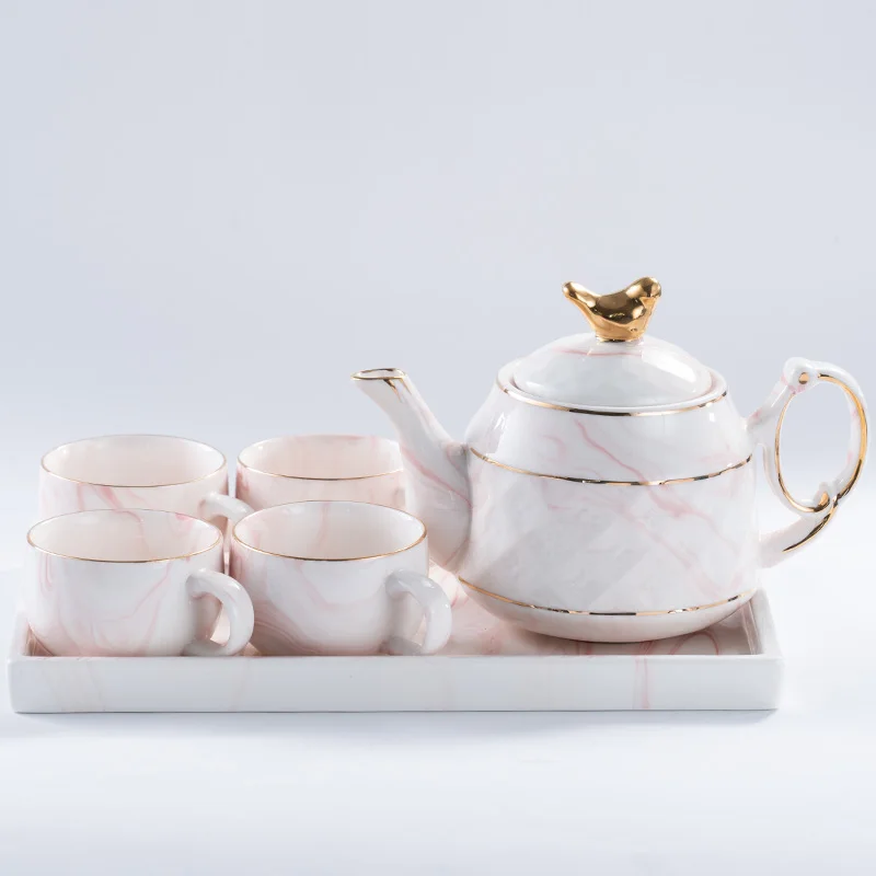 Скандинавский кофейник с чашкой роскошный набор кофейных чашек золотым краем