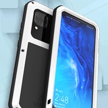 Love Mei Powerful Case For Huawei P40 Lite Waterproof Shockproof Metal Aluminum Case Cover For Huawei P40 Lite & Tempered Glass