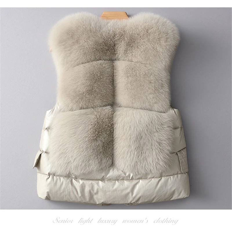 Fur Vest Women's Short Down Feather Imitation Fox Slim Temperament Jacket 2021 New Autumn And Winter Fashion All-match