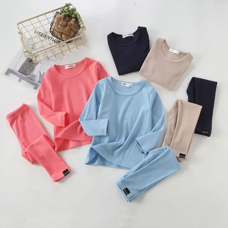 Детская приталенная пижама в рубчик комплект из топа и брюк одежда унисекс для