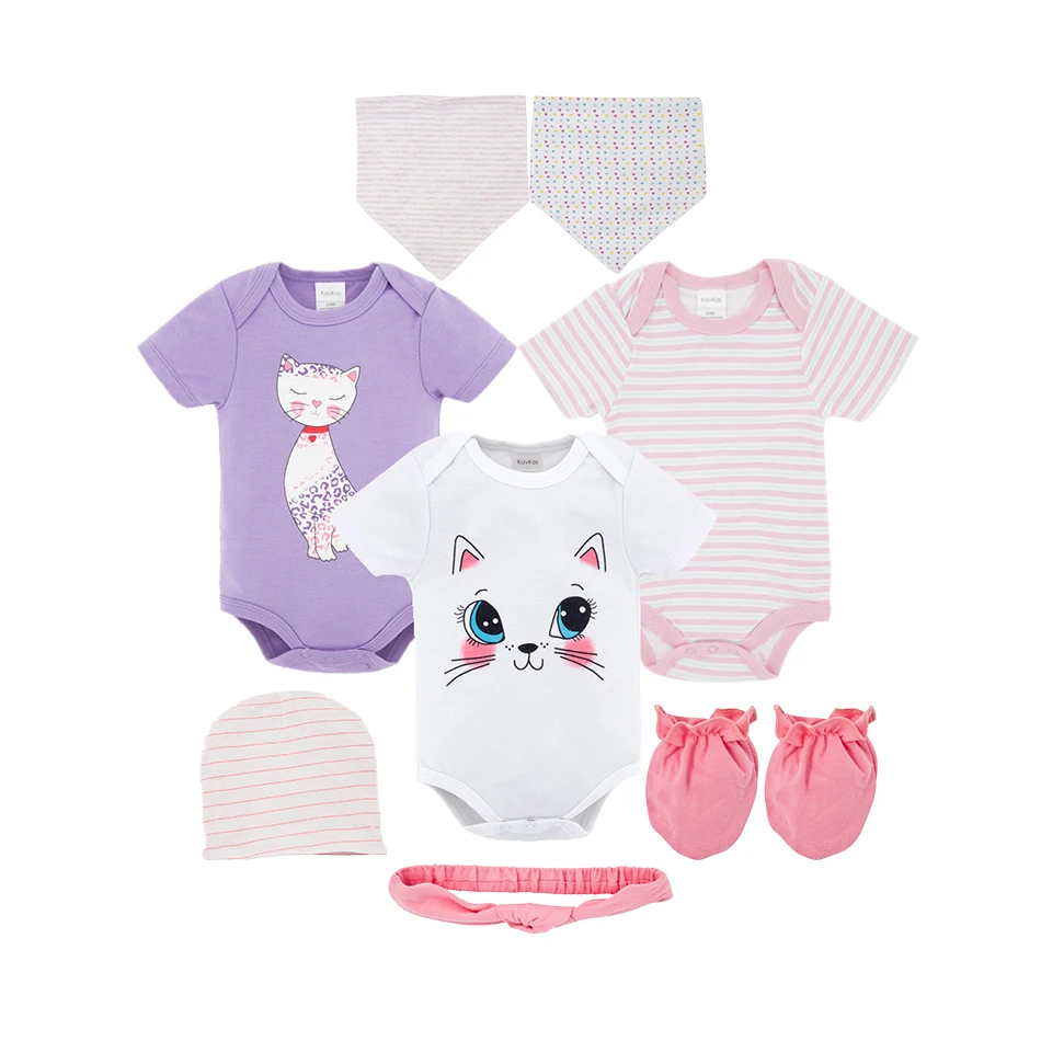 8PCS Baby Boy Bodysuit Clothes Set Newborn Baby Jumpsuit roupa infantil Clothing Set with Baby Caps Bibs Gloves Gifts - Цвет: CHY2175