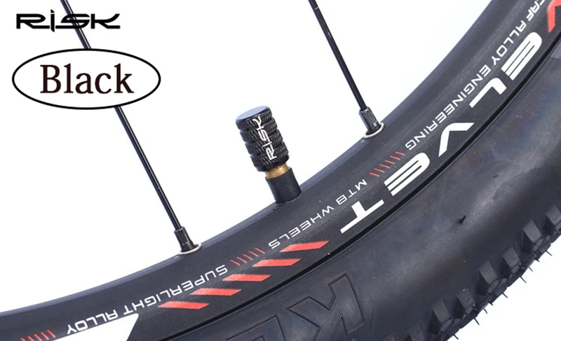 10 шт. RISK Bike Presta Schrader колпачки для клапанов MTB дорожный велосипед покрытые шинами французские американские Пылезащитная защита шин 7 цветов - Цвет: Schrader-Black