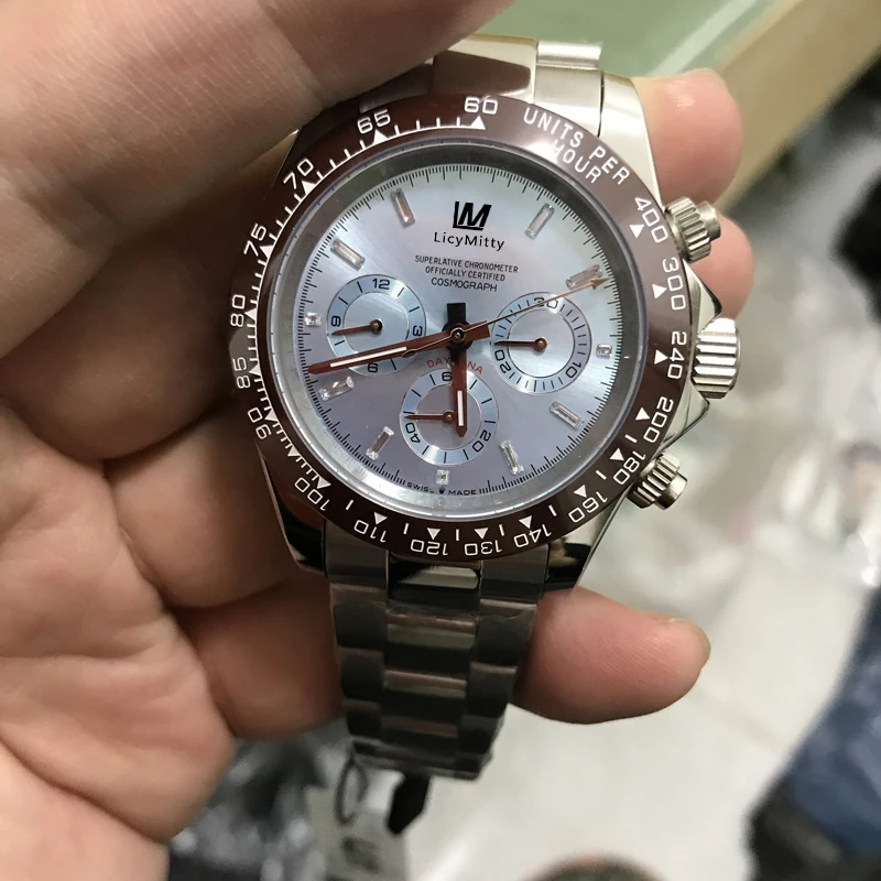 

Mens Watch Iced Blue Diamond Dial Ceramic Bezel Sapphire Crystal Automatic Mechanical Movement 316L Steel Male Wristwatches