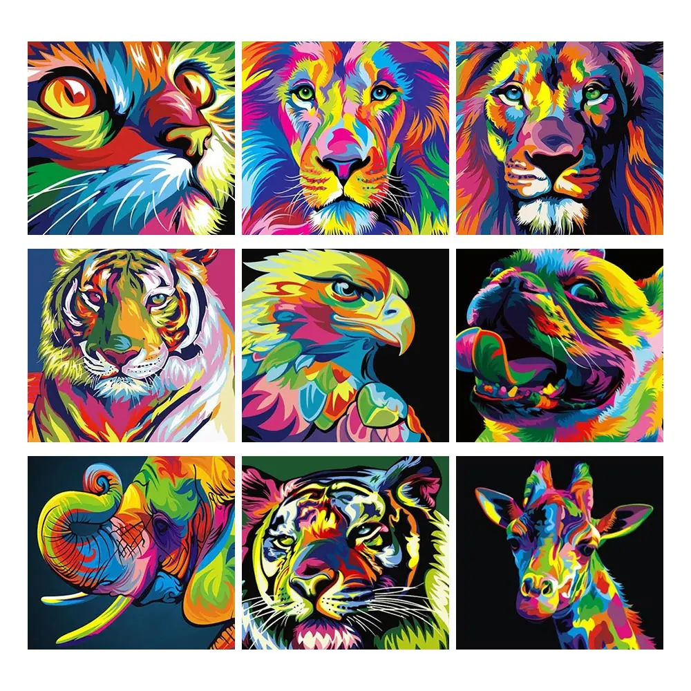 

5D алмазная живопись, Набор для вышивки животными, Лев, тигр, кот, круглая Алмазная вышивка, мозаика, картина, вышивка крестиком, украшение «сд...