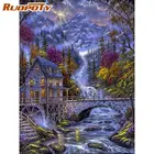 Алмазная вышивка RUOPOTY Дом водопада, полноразмерная алмазная живопись, Набор для вышивки крестиком, картина Стразы мозаичное ремесло Gi