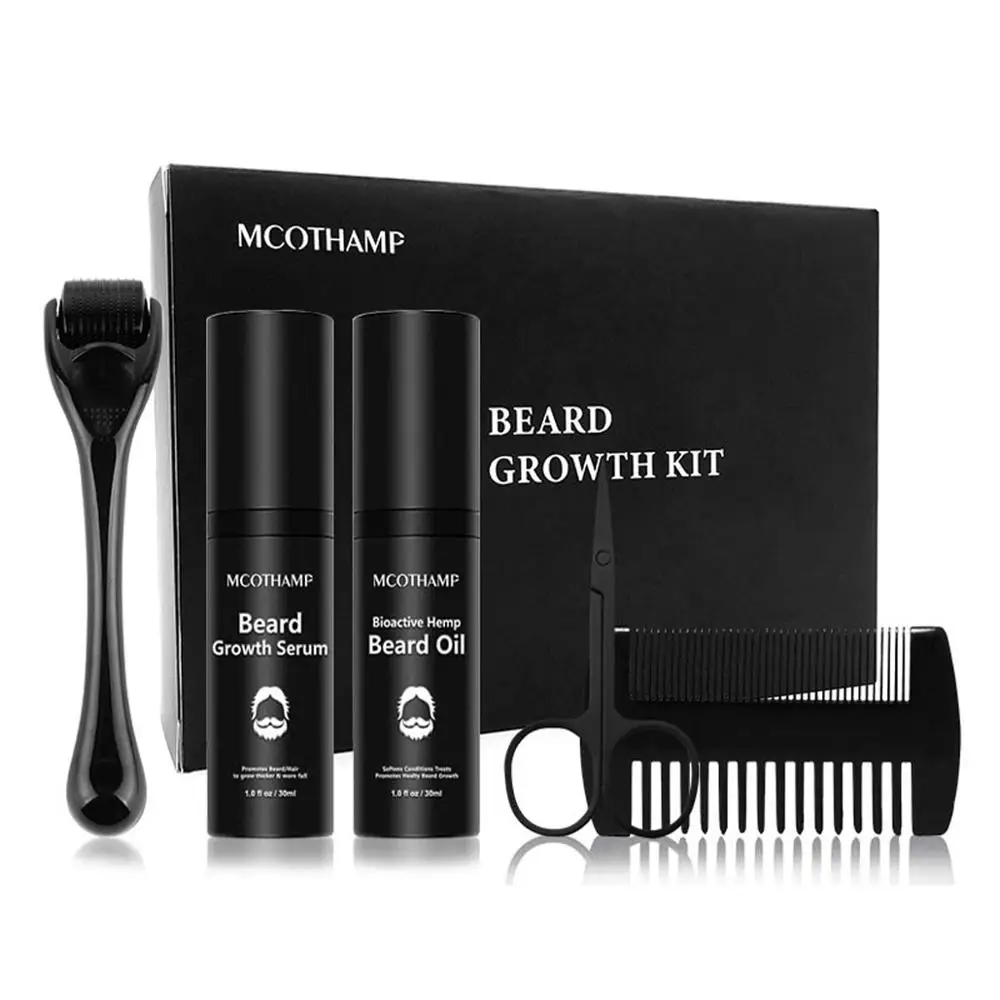 

Beard Growth Kit for Beard Rapid Growth and Density with Titanium Beard Roller,Beard Oil,Comb,Scissor,Storage Bag