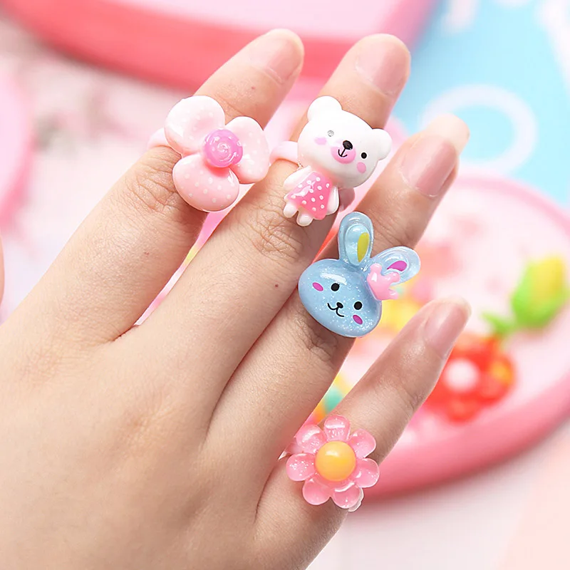 

2019 New Girls Ring Jewel Cartoon Animal Styled Rings with Heart Shape Storage Case
