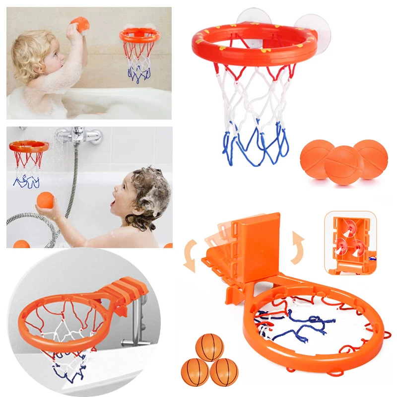 

Bath Toys Bathtub Basketball Hoop for Toddlers Kids Bathroom Slam Dunk & Fun Shooting Game With 3 Balls Funny Shower Water Toys