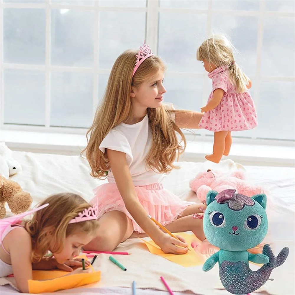 Casa de mu&ntilde;ecas de peluche de Gabby para ni&ntilde;os, juguete de Mercat, sirena, Pandy Paw, Cakey, gatito, Hada, gato, peluche, regalo, 2 unids/lote-4