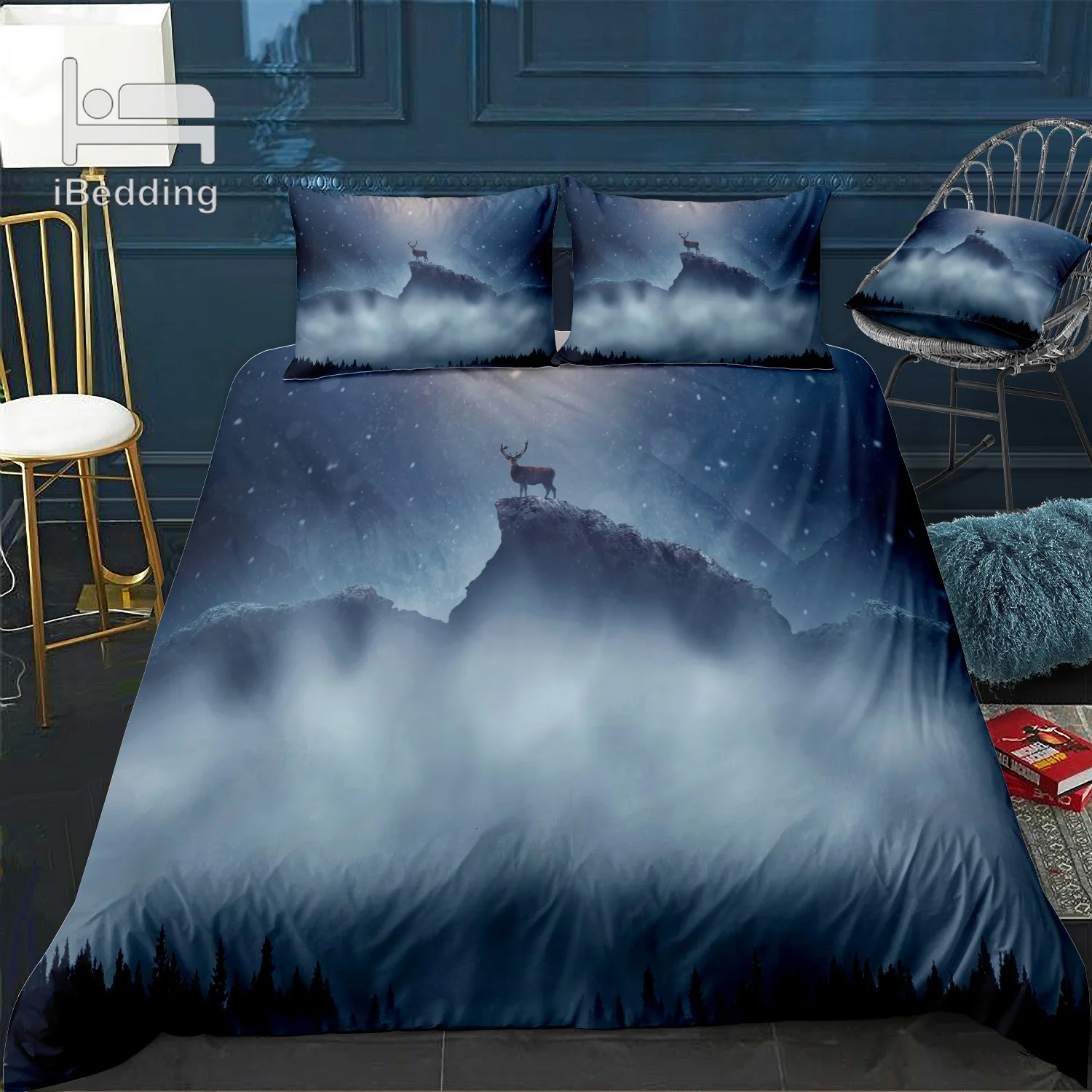 Комплект постельного белья с 3D рисунком на Рождество пододеяльник королева