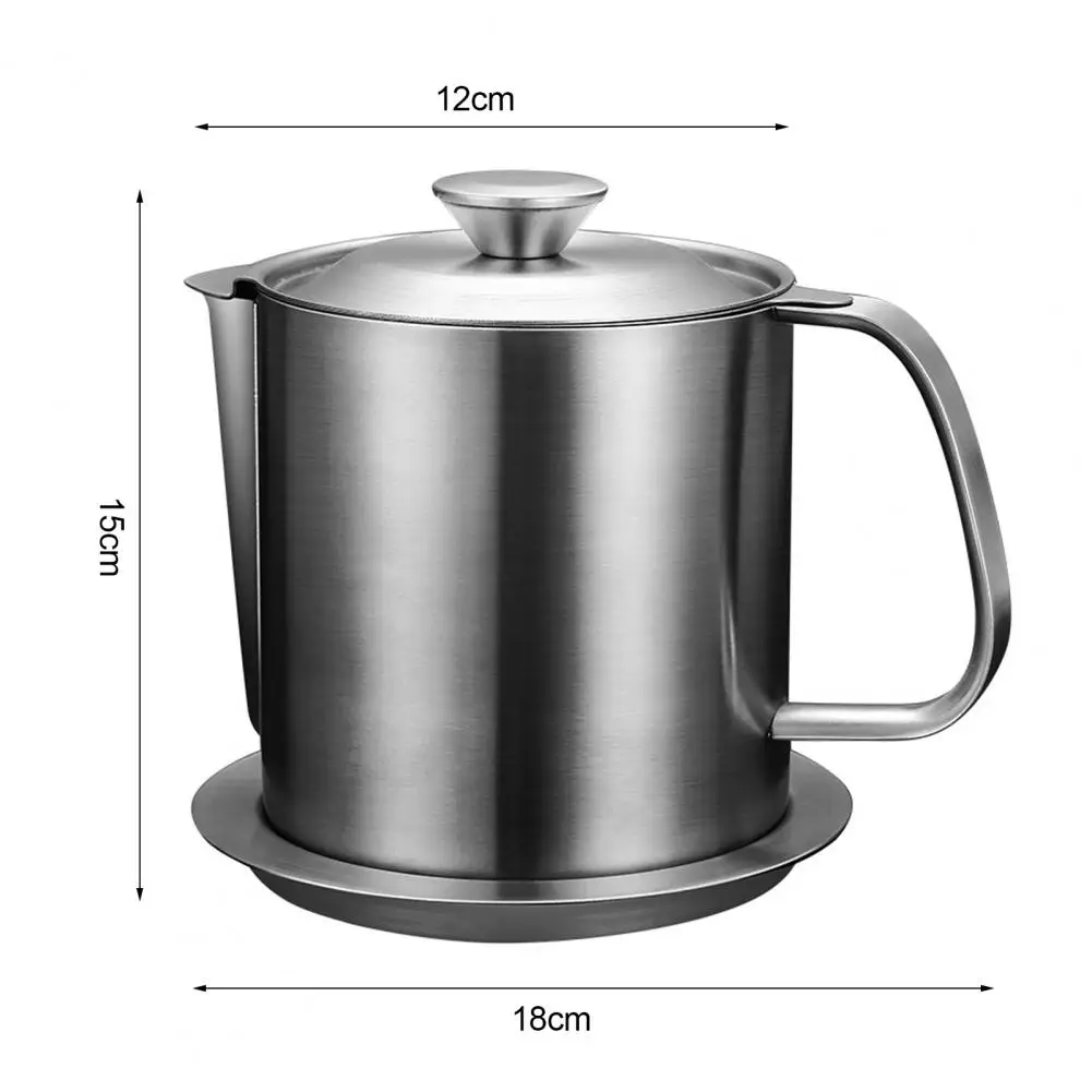 

Grease Strainer Dripproof Base Temperature Resistance Easy Washing Oil Container with Removable Filter for Family