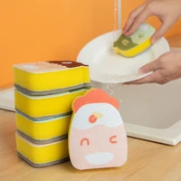 hip hop double sided decontamination scouring pad cleaning sponge kitchen cartoon pot washing dish sponge wiping cloth