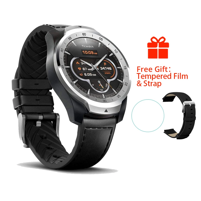 silver Оригинальные спортивные Смарт-часы Ticwatch Pro, Bluetooth, Wi-Fi, NFC платежи/Google Assistant, Android Wear, умные часы, gps, IP68, водонепроницаемые - Цвет: silver