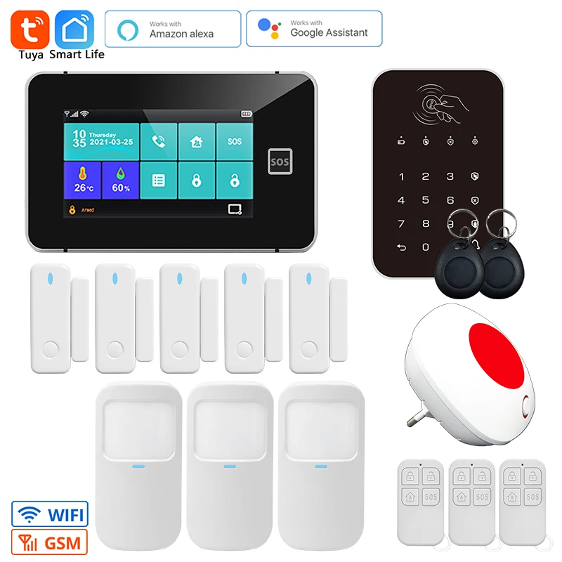 Enlarge GSM WIFI Home Security Alarm System G60B Tuya Wireless Smart Connection 4.3 Inch Color Touch Screen Low Battery Reminder System