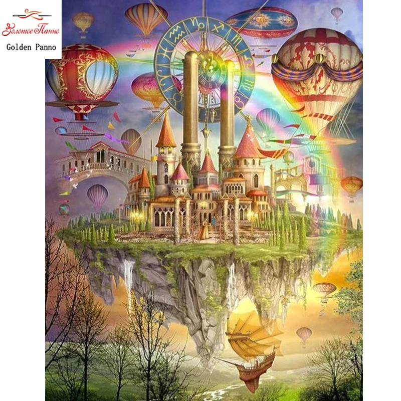 Square Diamond Diamond Painting Landscape Forest Castle Cross Stitch Mosaic Diamond Painting Scenery Home Decoration Gift