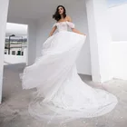 Женское кружевное свадебное платье бохо, винтажное платье невесты с открытыми плечами, пошив на заказ, 2021