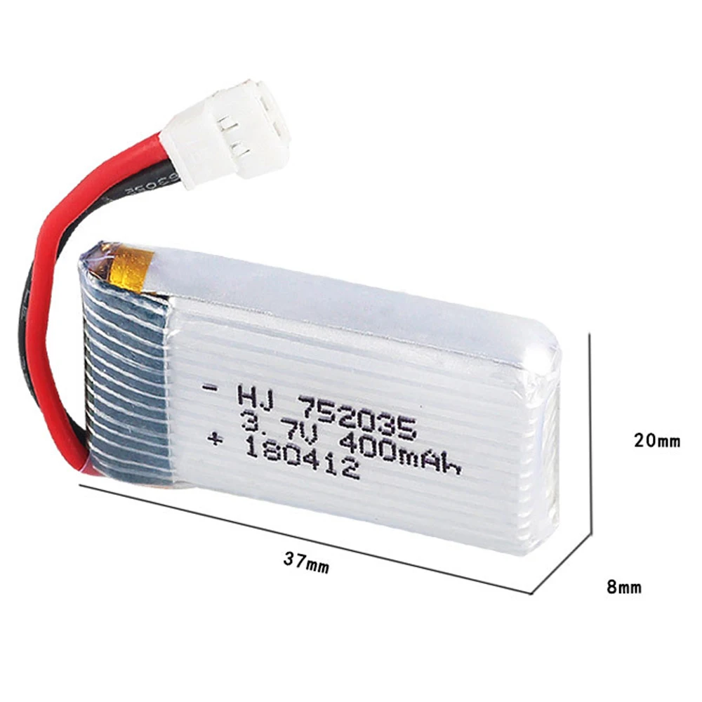 

4PCS 3.7V 400mAh Lipolymer High Rate Rechargeable Battery 752035 +Charger For Drone Quadcopter Helicopter 51005 Plug