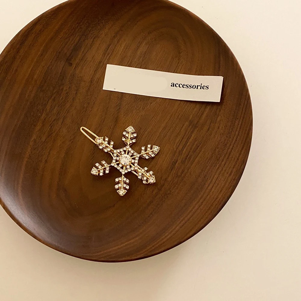 Женские блестящие металлические заколки Стразы со звездами и снежинками заколка