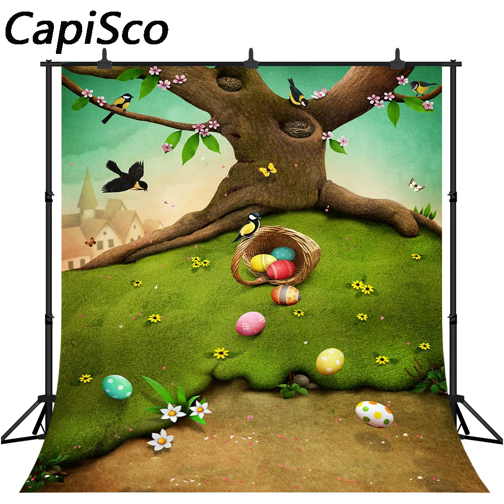 Capisco Easter backdrop with basket colourful rolling eggs and birds children's wonderland a photo for shoot fond | Электроника