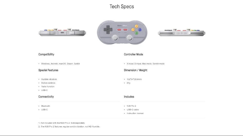Новый 8bitdo N30 Pro 2 Bluetooth геймпад беспроводной контроллер с джойстиком для