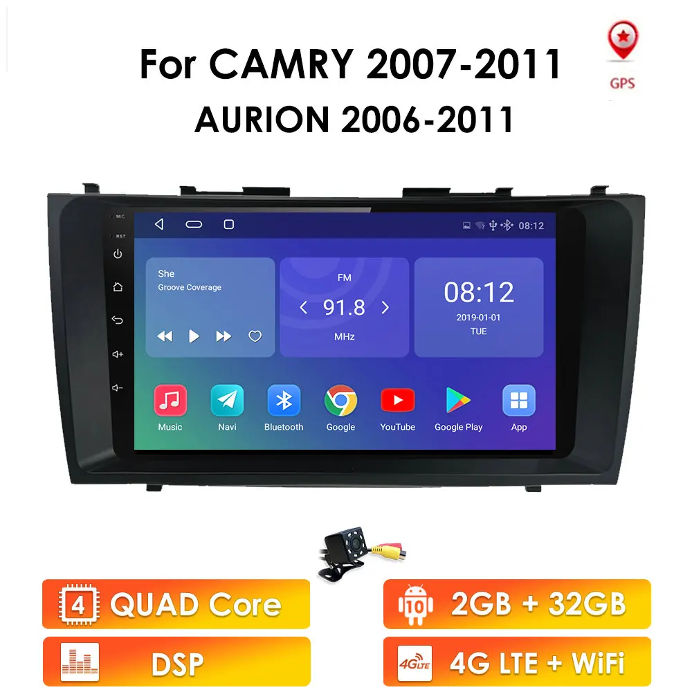 Автомагнитола 2DIN Android 9 1 GPS навигация для Toyota Camry 40 50 2007 2008 2009 2010 2011 автомобильный