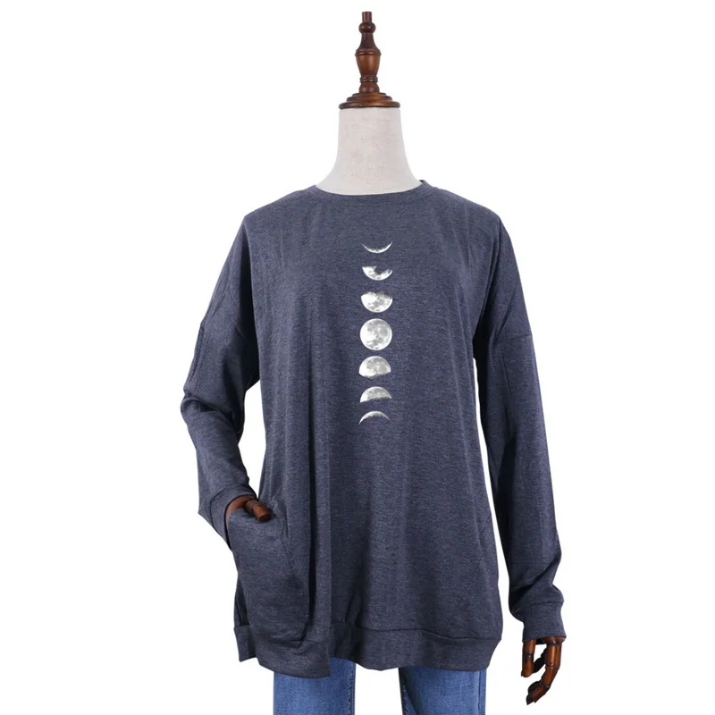 

Loose Women Hoodie New Moon Print Batwing Sleeve Hoodies O-Neck Pullover Sweatshirt Winter Women Loose Clothes Streetwear