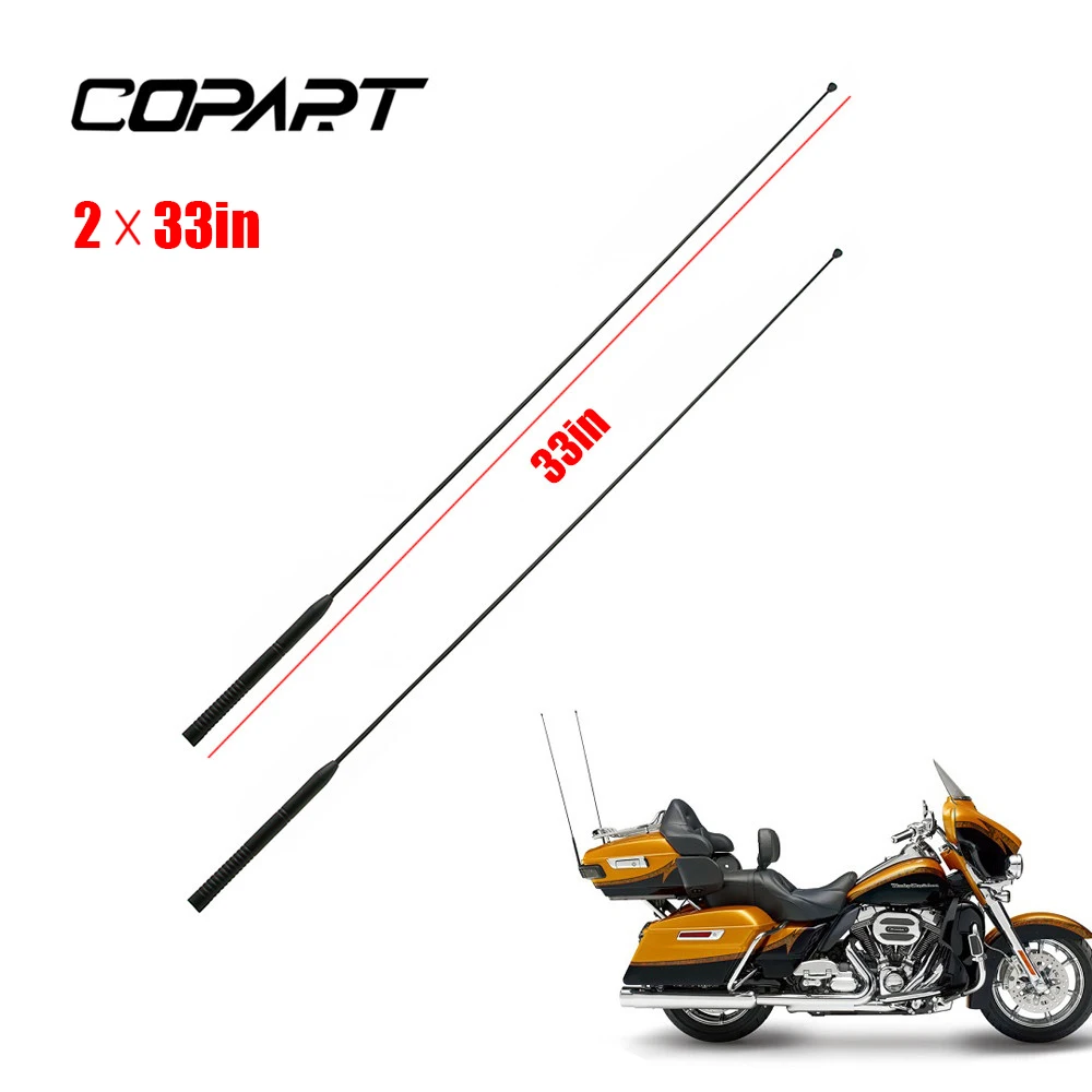 Black 2x33 ''AM FM короткий провод мотоциклетная антенна радио для Harley Touring Road Street Glide Electra антенна 1986 - Цвет: Black