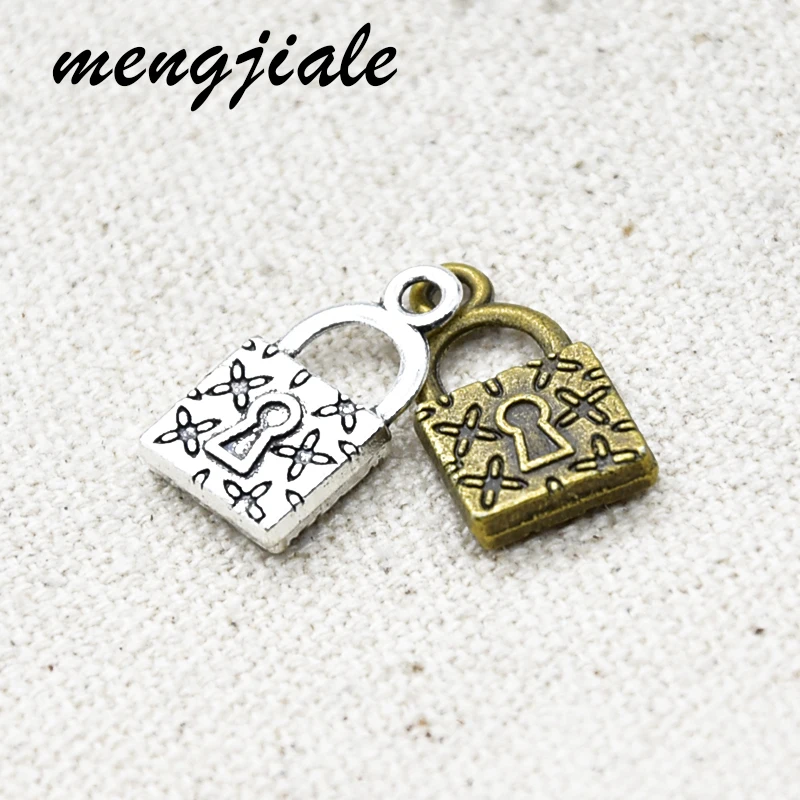 

20pcs Two Color Pattern Lock Charms Alloy Metal Pendants For DIY Handmade Jewelry Accessories Making 18*10mm