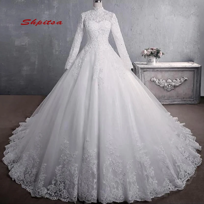 Винтажные кружевные свадебные платья с длинным рукавом бальное платье турция