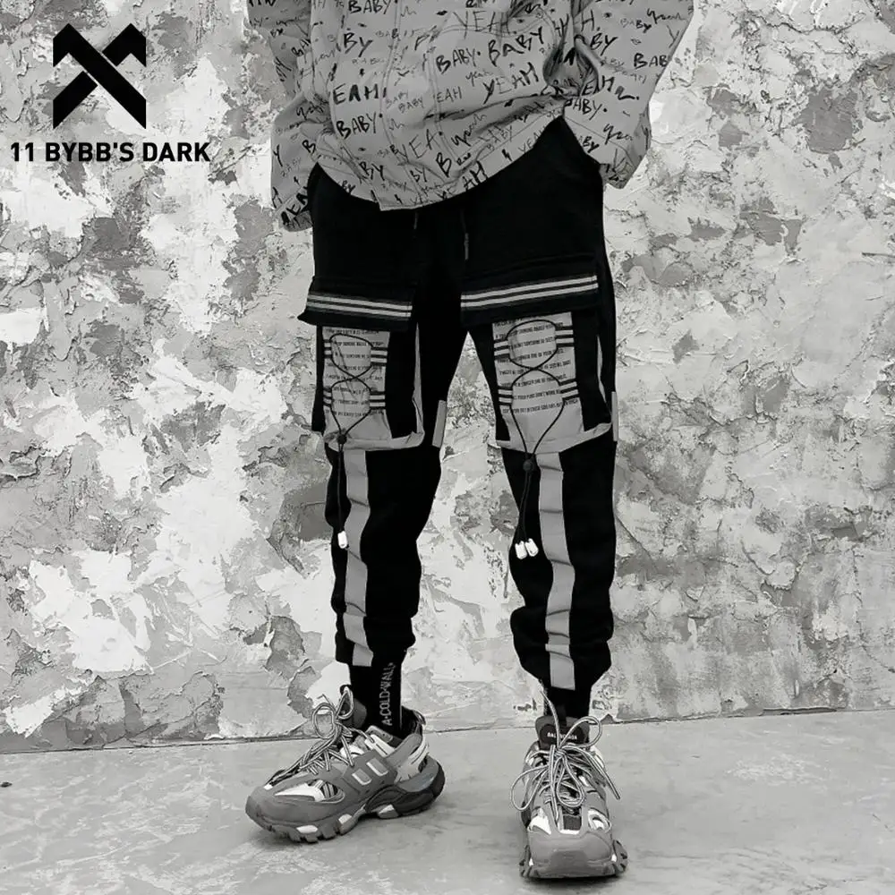 Мужские Светоотражающие брюки карго 11 byb's повседневные Джоггеры в стиле