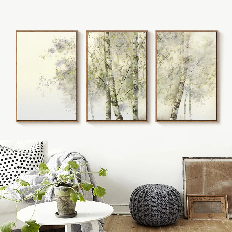

Vintage Poster On The Wall Retro Decor Art Prints Landscape Trees Picture for Home Design Frameless Home Room Decor