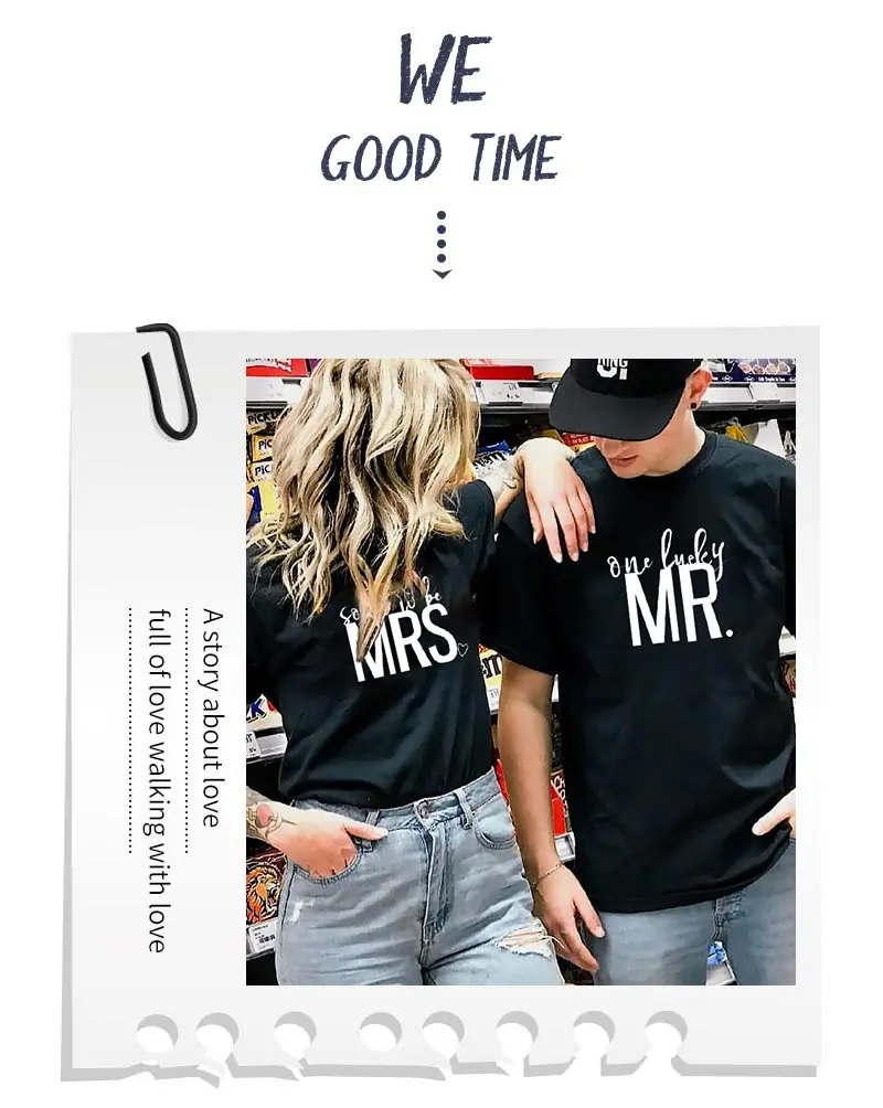 Mr mrs/парные футболки для влюбленных, одежда для жены, Одежда harajuku, одинаковая Женская одежда с надписью love camisetas verano mujer, летняя одежда