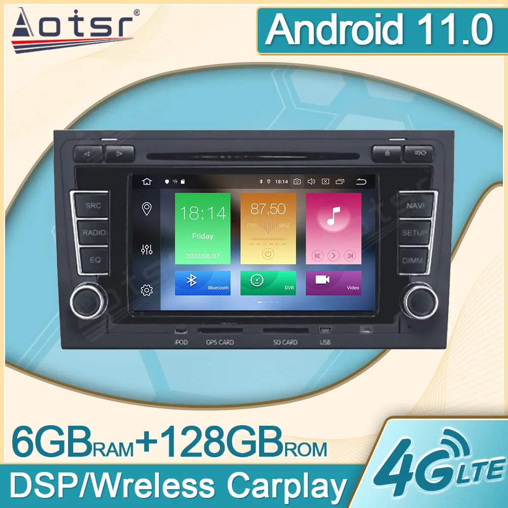 

6+128G Android11 For Audi A4 B6 B7 S4 RS4 Seat Exeo 2002 2003 - 2007 Car Radio Multimedia Player Auto Video GPS Navi Head Unit