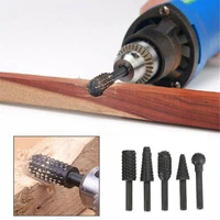 5 piece woodworking tool rotary drill bit electric rotary grinder file drill bit engraving tool round shank rotary file bit
