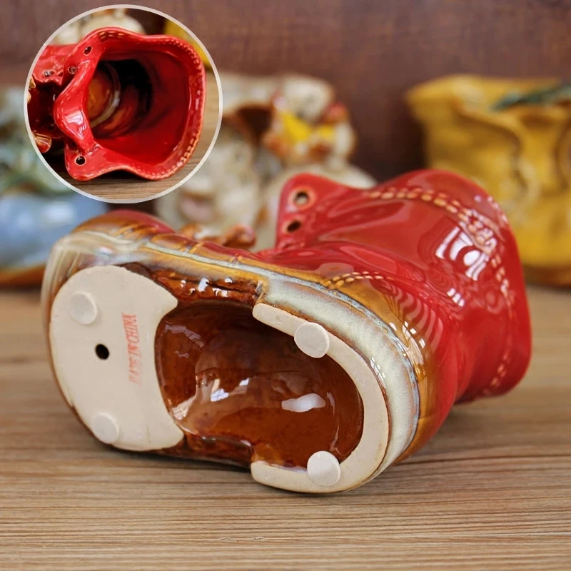 Креативный подарок фигурки в форме мультяшной обуви керамический цветочный