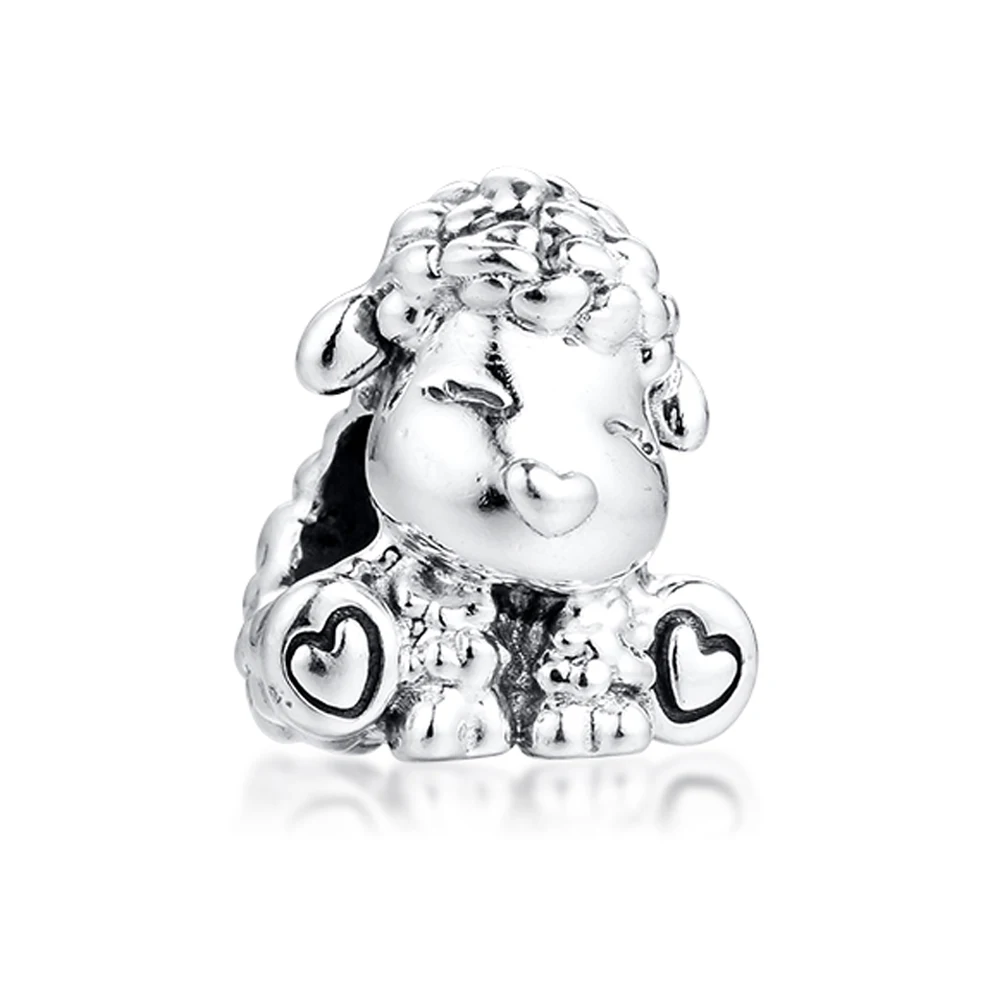 QANDOCCI подходит для браслета Pandora Настоящее 925 Стерлинговое Серебро Patti овечка Шарм