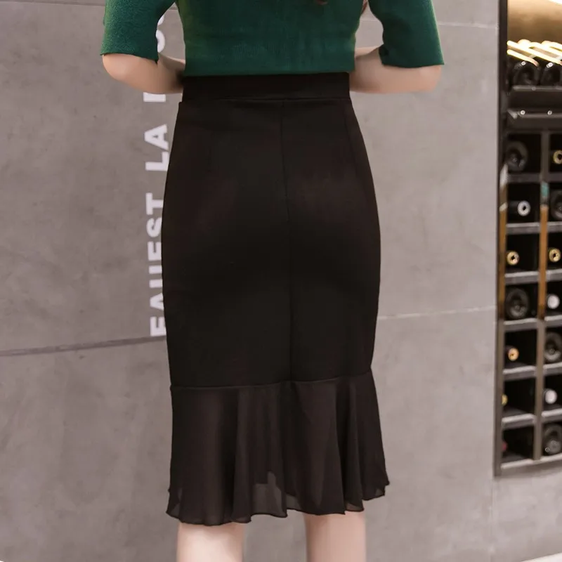 Faldas Mujer Moda 2020 размера плюс черные юбки для женщин s высокая талия юбка с оборками