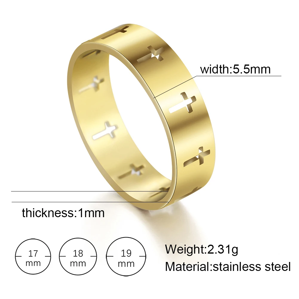 

COOLTIME Stainless Steel Couple Rings Silver Color Supernatural Cross Engagement Wedding Gift for Men Women Finger Ring Jewelry