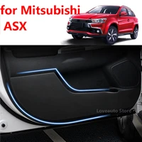 for mitsubishi asx car door anti kick protector pad leather door plank mat cover sticker 2020 2019 2018 2017 2016 accessories