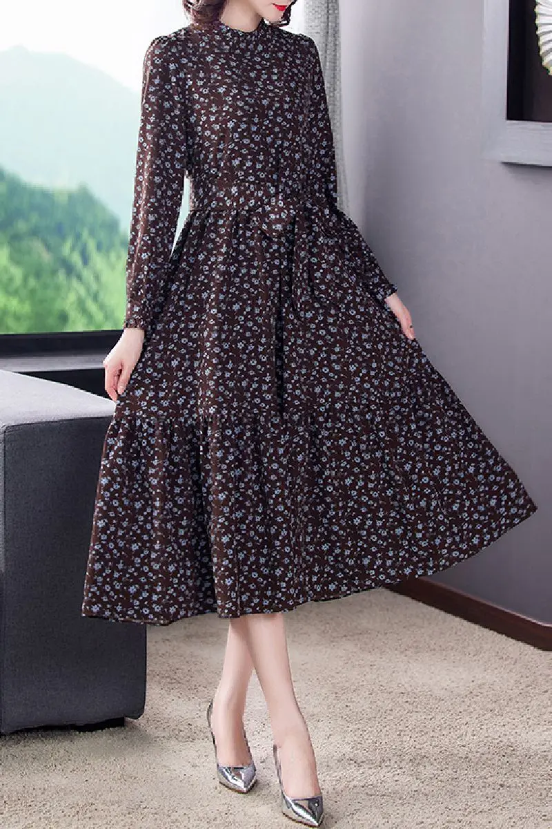

COIGARSAM 3XL Plus Size Floral Print Women Long dress Spring Dresses Main Picture Color 6521