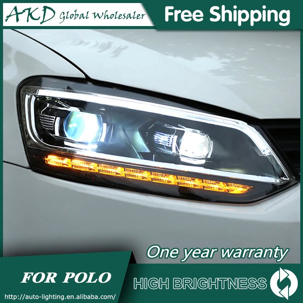 AKD автомобильный Стайлинг для 11-18 VW Polo фары Polo светодиодный фары DRL Биксеноновые линзы Высокий Низкий луч парковка Противотуманные фары аксессуары