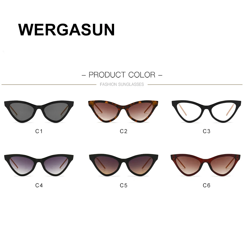 

WERGASUN Cateye Sunglasses Women Retro Cat Eye Brand Design Sunglasses Women Luxury Vintage Oculos Feminino Sunglasses