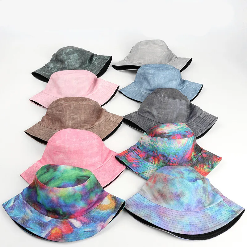 

cotton Solid Color Print Bucket Hat Fisherman Hat Outdoor Travel Hat Sun Cap Hats for Men and Women 258