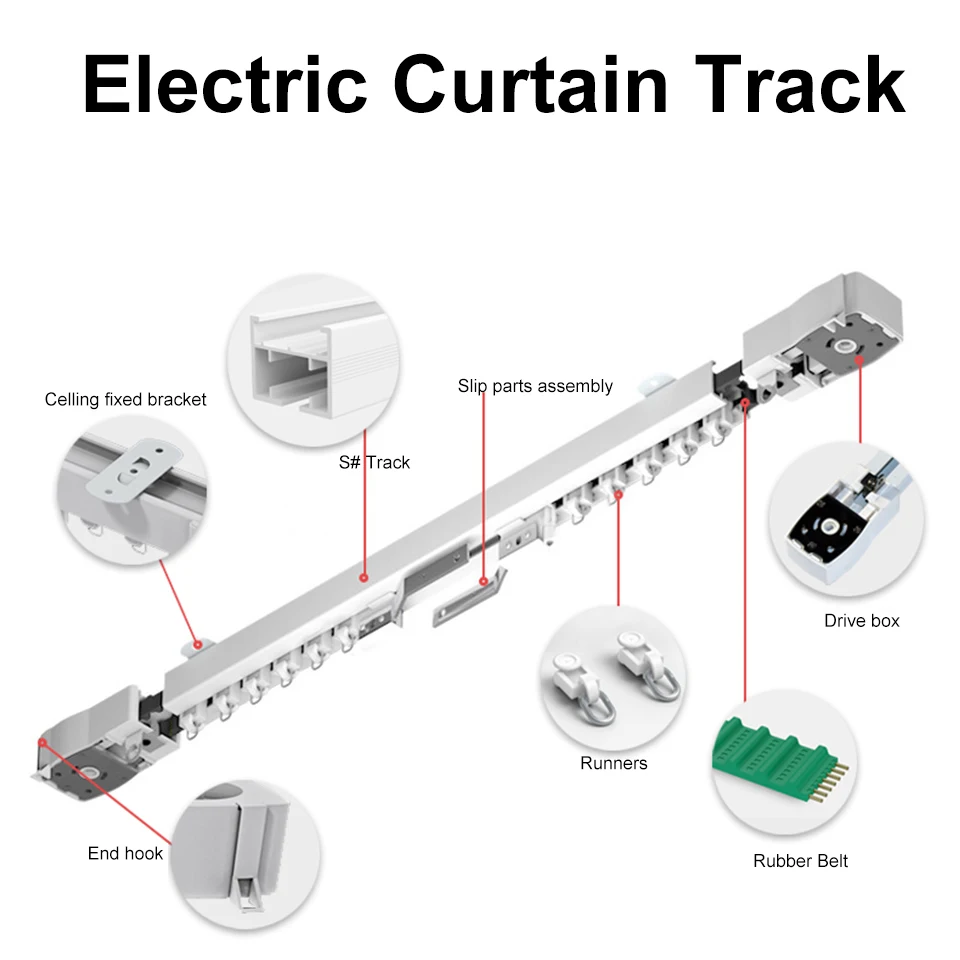 Ewelink APP Electric Curtain Motor and 4M Motorized curtain rod Cornice Smart Home work with Alexa Echo Google Control | Обустройство