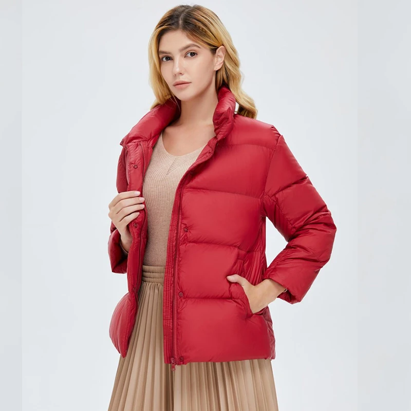 

2020 зимняя пуховая куртка, Женская пуховая куртка, легкие облегающие теплые пуховики, Женские повседневные топы, зимнее однотонное пальто в ...