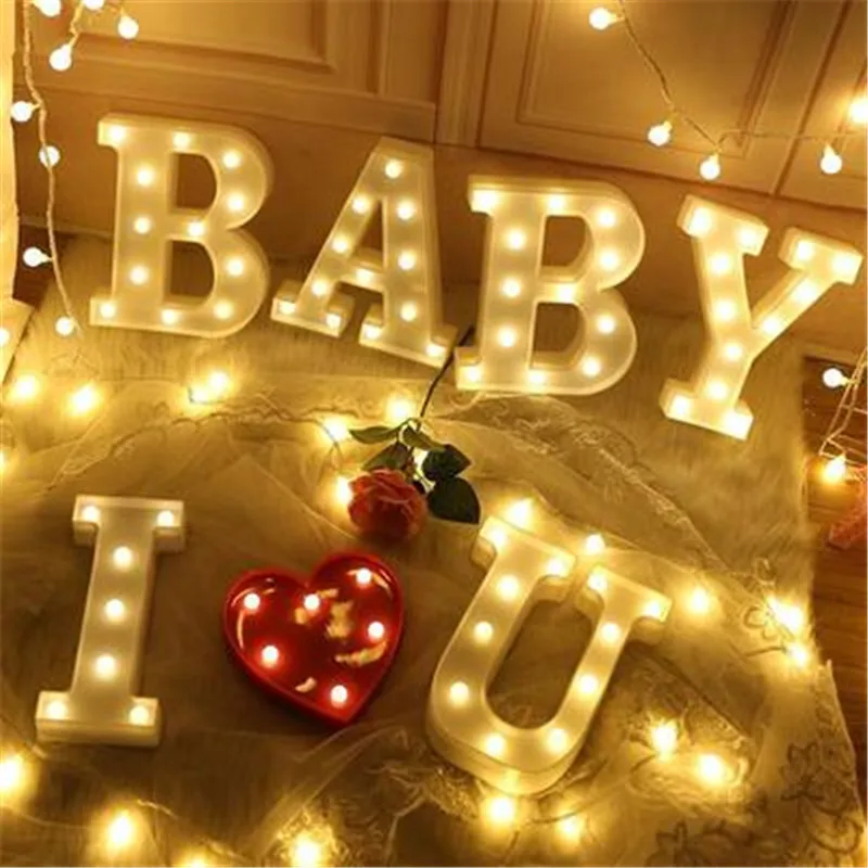 

16/21CM LED Letter Lights Heart Letter Symbol Sign Night Light for Christmas Valentine's Day Wedding Party Desk Home Decoration.