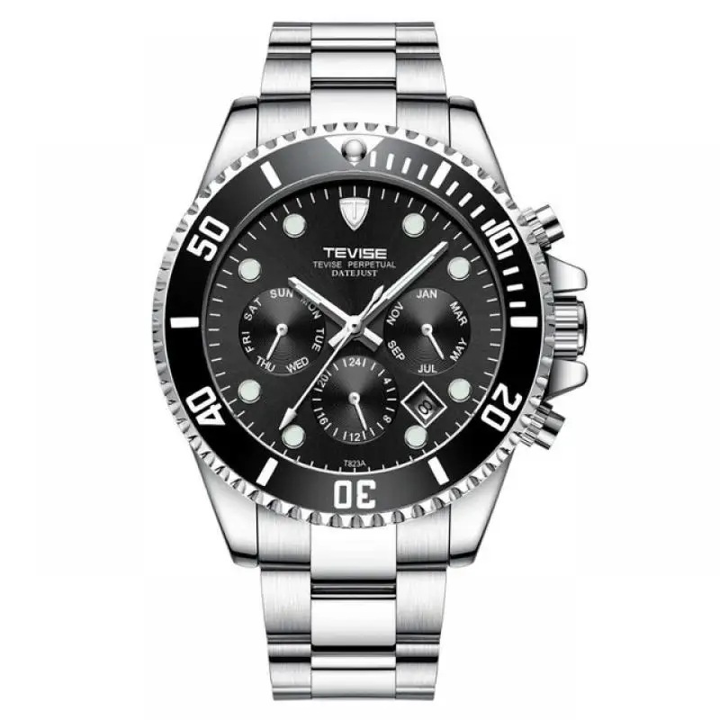 

Ttop Luxury Brand Tevise Men's Automatic Mechanical Watch All-Steel Military Watches Men Digital Wristwatches Relogio Masculino