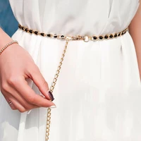 simple fashion all match spring and summer dress accessories belt metal chain pearl all match thin waist chain for women gifts
