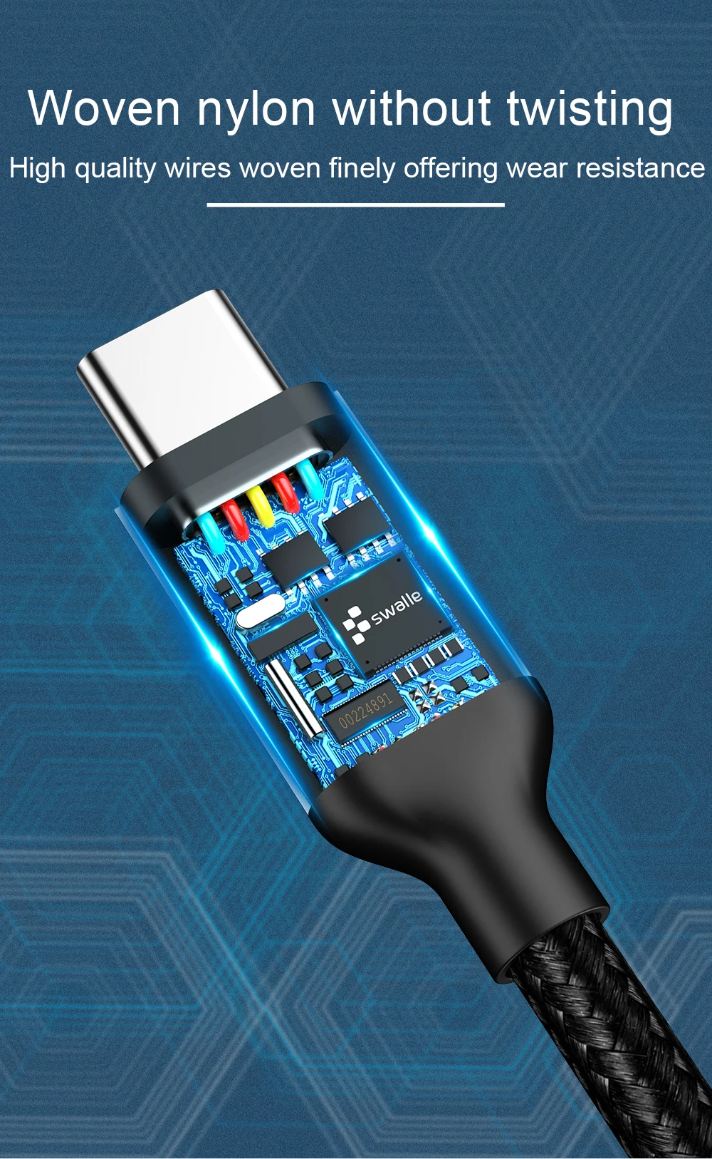 Swalle USB кабель типа C к type C 3,0 usb Дата-кабель для быстрой передачи данных зарядный шнур для телефона для Xiaomi Honor 8X9 USB C линия передачи данных Кабо usb 3,0
